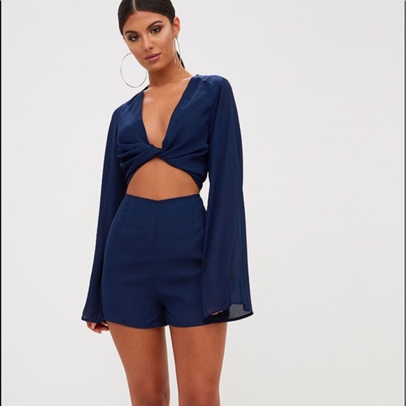 Navy cut-out romper NWT - Picture 4 of 6
